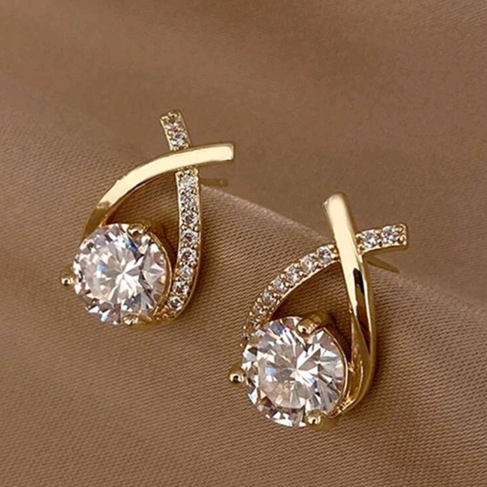 Elegant Gold and Silver Crystal Earrings